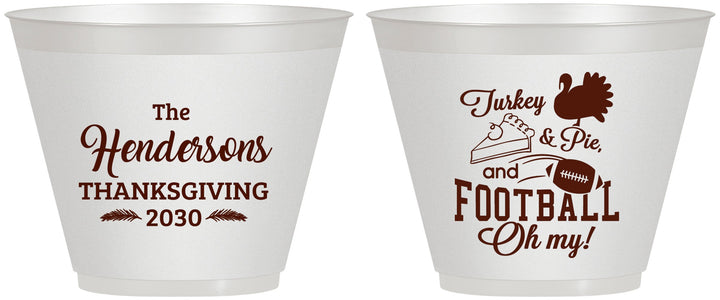 Custom Thanksgiving 9 oz Wine Frosted Cups - Football Turkey | 260014