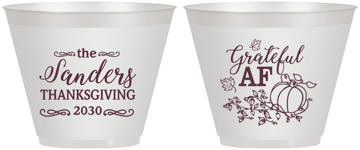 Custom Thanksgiving 9 oz Wine Frosted Cups - Grateful Af | 260017