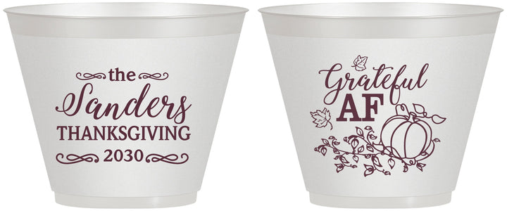 Custom Thanksgiving 9 oz Wine Frosted Cups - Grateful Af | 260017