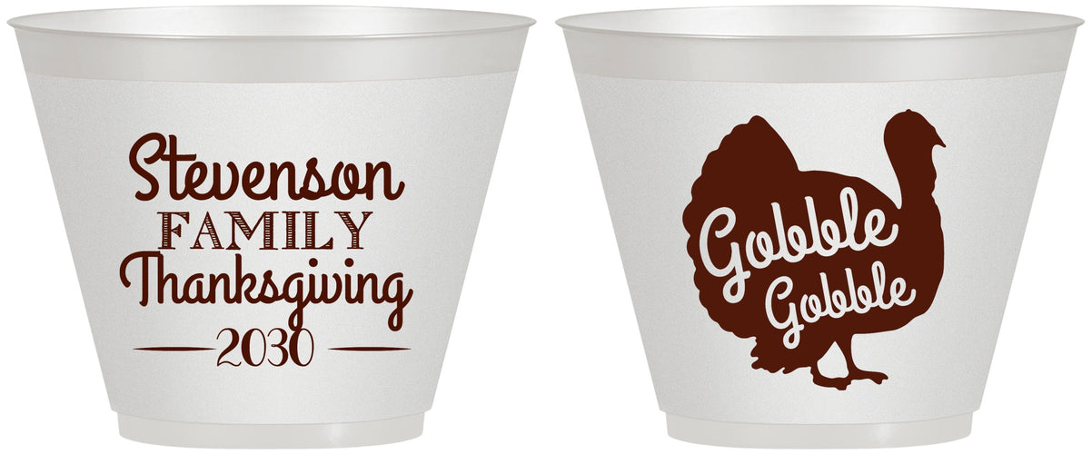 Custom Thanksgiving 9 oz Wine Frosted Cups - Gobble Turkey | 260018
