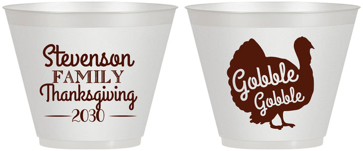 Custom Thanksgiving 9 oz Wine Frosted Cups - Gobble Turkey | 260018