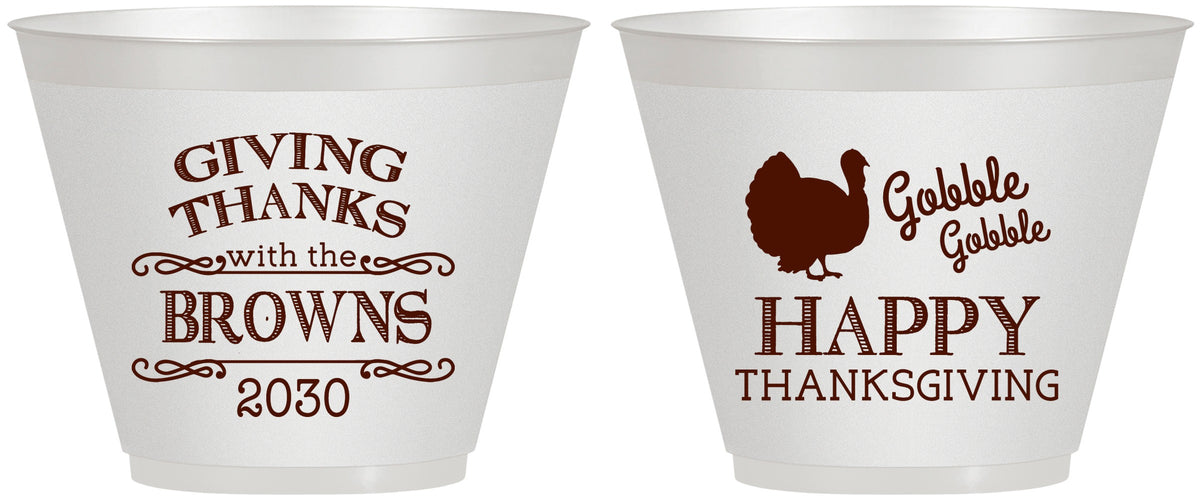 Custom Thanksgiving 9 oz Wine Frosted Cups - Gobble Gobble | 260022