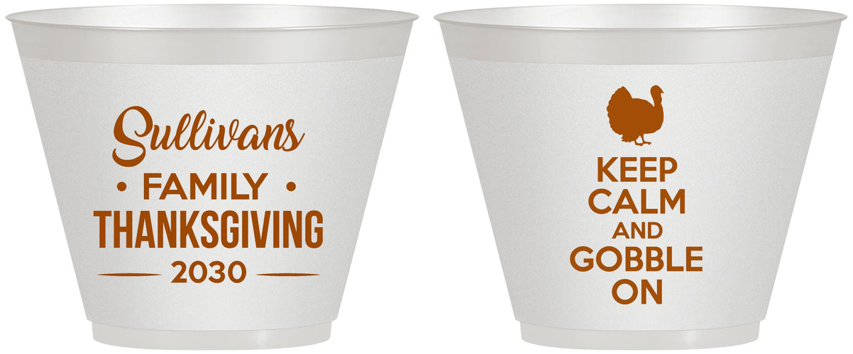 Custom Thanksgiving 9 oz Wine Frosted Cups - Gobble Turkey | 260024