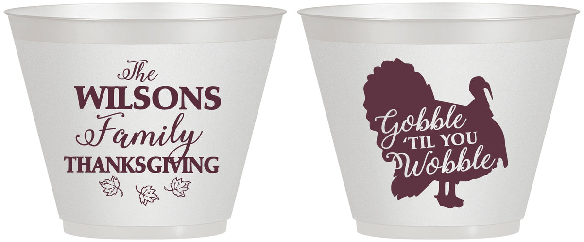 Custom Thanksgiving 9 oz Wine Frosted Cups - Gobble Til You Wobble | 260025