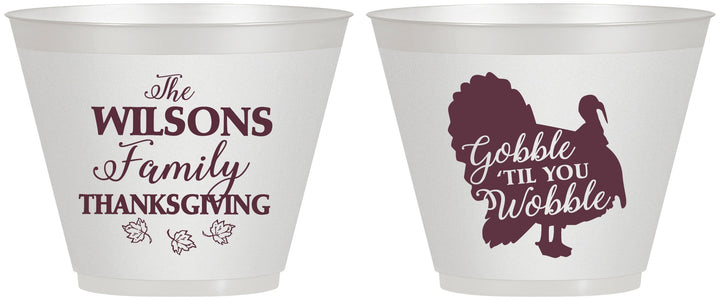 Custom Thanksgiving 9 oz Wine Frosted Cups - Gobble Til You Wobble | 260025