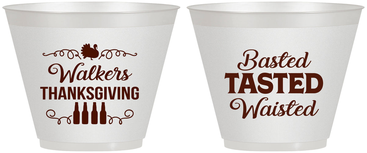 Custom Thanksgiving 9 oz Wine Frosted Cups - Basted Tasted Waisted | 260027