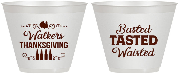 Custom Thanksgiving 9 oz Wine Frosted Cups - Basted Tasted Waisted | 260027