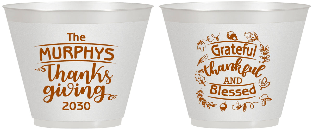 Custom Thanksgiving 9 oz Wine Frosted Cups - Grateful Blessed | 260028