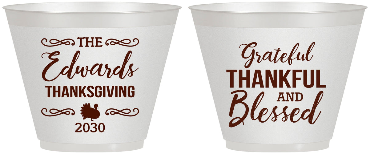 Custom Thanksgiving 9 oz Wine Frosted Cups - Grateful Blessed | 260030