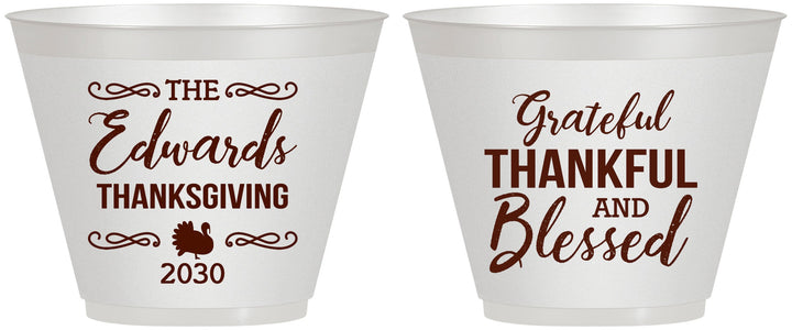 Custom Thanksgiving 9 oz Wine Frosted Cups - Grateful Blessed | 260030