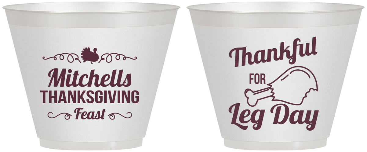 Custom Thanksgiving 9 oz Wine Frosted Cups - Leg Day | 260033
