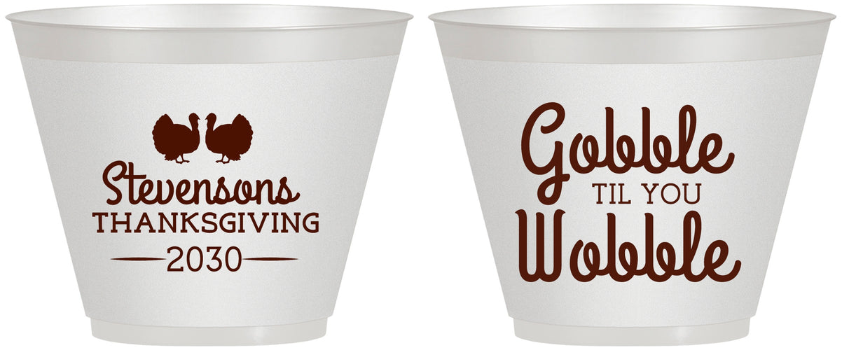 Custom Thanksgiving 9 oz Wine Frosted Cups - Gobble Til You Wobble | 260034