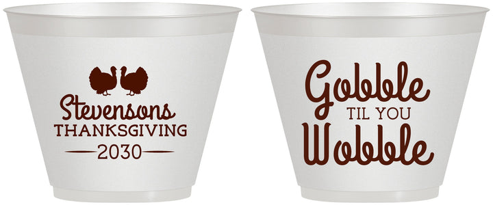 Custom Thanksgiving 9 oz Wine Frosted Cups - Gobble Til You Wobble | 260034