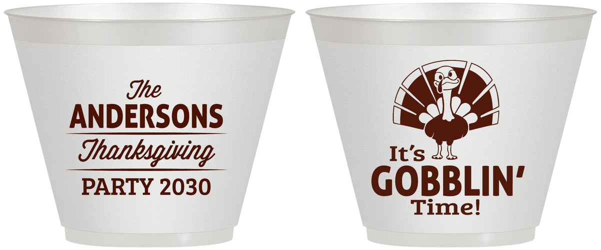Custom Thanksgiving 9 oz Wine Frosted Cups - Turkey Gobblin | 260035