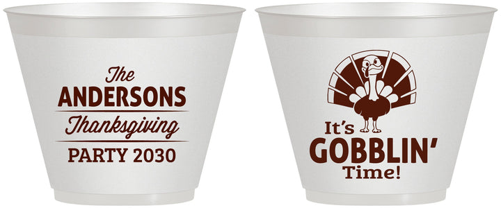 Custom Thanksgiving 9 oz Wine Frosted Cups - Turkey Gobblin | 260035