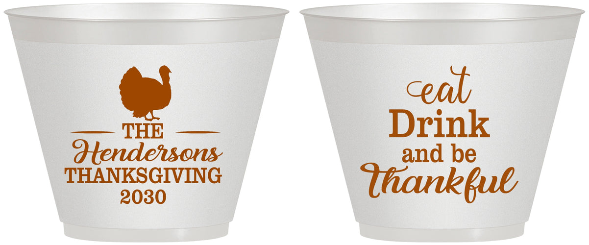 Custom Thanksgiving 9 oz Wine Frosted Cups - Eat Drink Thankful | 260036