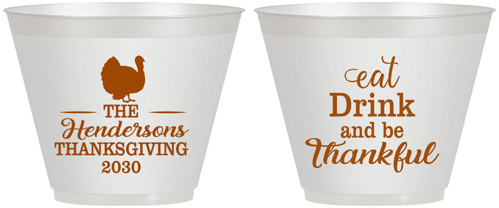 Custom Thanksgiving 9 oz Wine Frosted Cups - Eat Drink Thankful | 260036