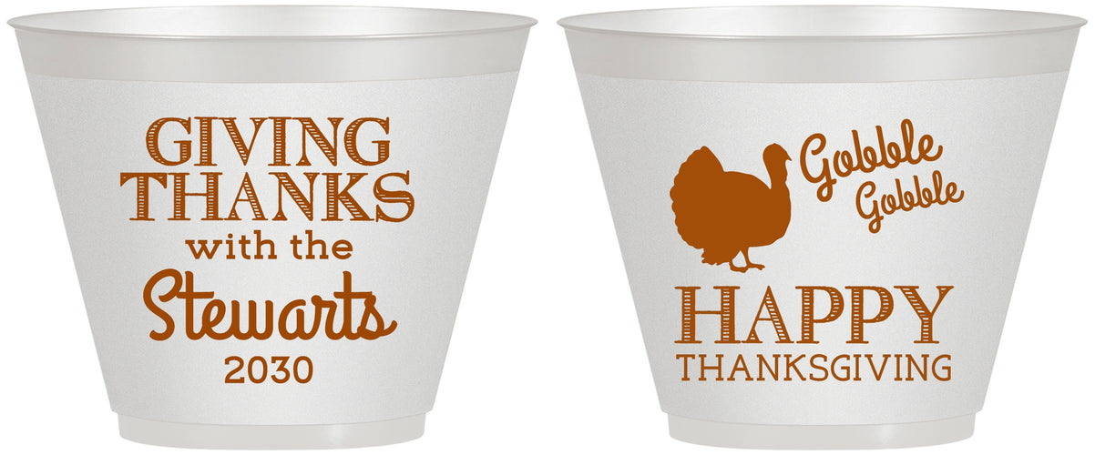 Custom Thanksgiving 9 oz Wine Frosted Cups - Gobble Gobble | 260040