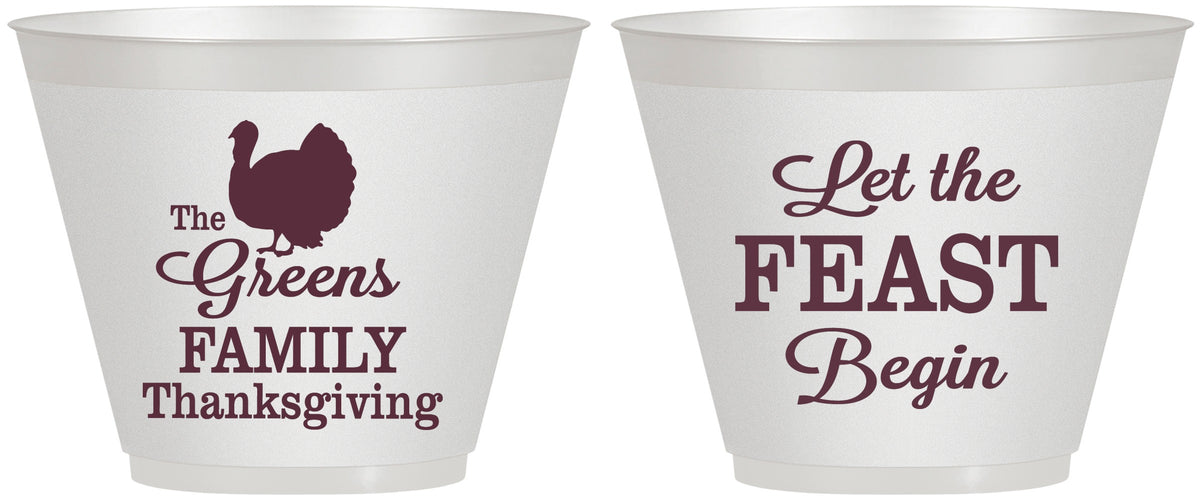 Custom Thanksgiving 9 oz Wine Frosted Cups - Let The Feast Begin | 260041