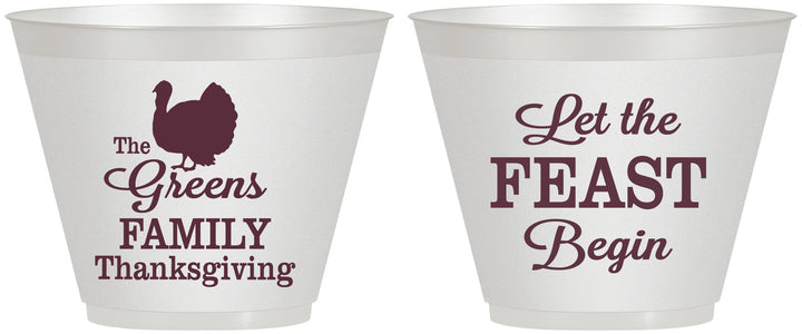 Custom Thanksgiving 9 oz Wine Frosted Cups - Let The Feast Begin | 260041