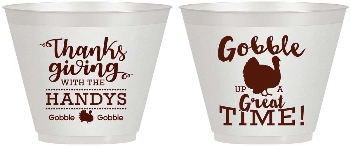 Custom Thanksgiving 9 oz Wine Frosted Cups - Turkey Gobble | 260043