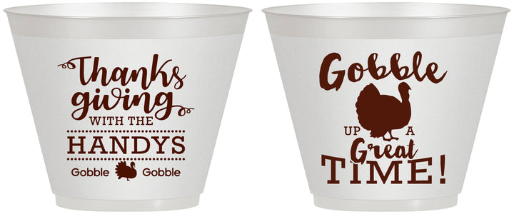 Custom Thanksgiving 9 oz Wine Frosted Cups - Turkey Gobble | 260043