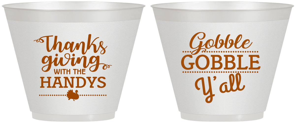 Custom Thanksgiving 9 oz Wine Frosted Cups - Gobble Gobble | 260044