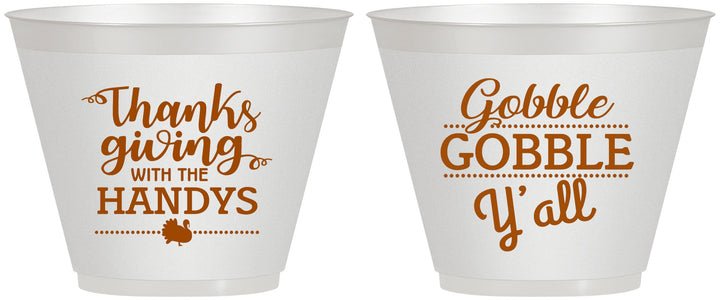 Custom Thanksgiving 9 oz Wine Frosted Cups - Gobble Gobble | 260044