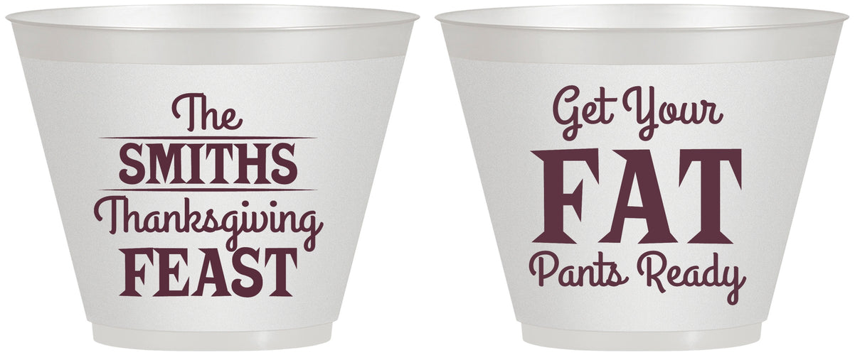 Custom Thanksgiving 9 oz Wine Frosted Cups - Fat Pants Ready | 260045
