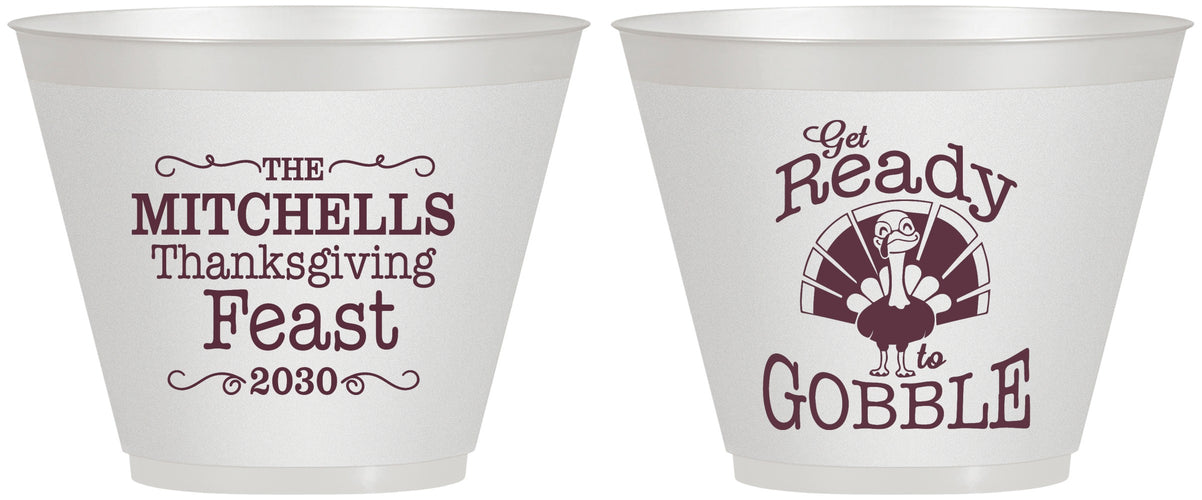 Custom Thanksgiving 9 oz Wine Frosted Cups - Turkey Gobble | 260049