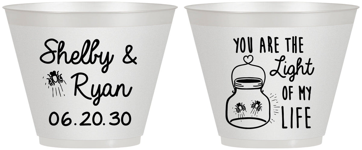 Custom Wedding 9 oz Wine Frosted Cups - You Are The Light Of My Life | 262
