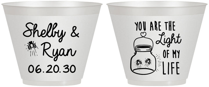 Custom Wedding 9 oz Wine Frosted Cups - You Are The Light Of My Life | 262