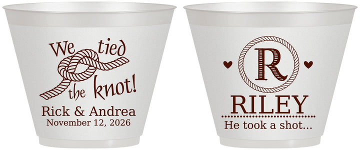 Custom Wedding 9 oz Wine Frosted Cups - We Tied The Knot | 263