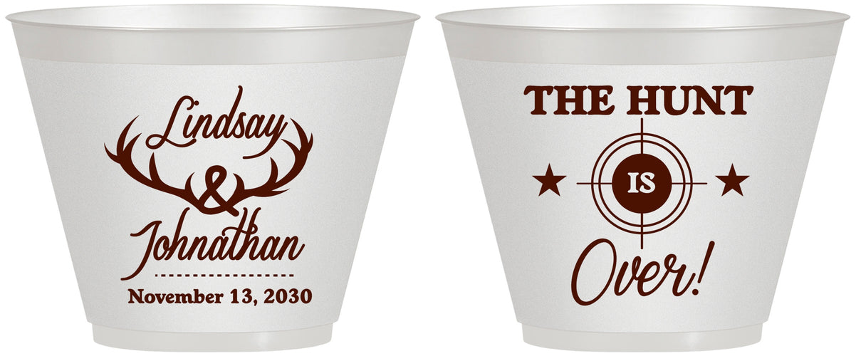 Custom Wedding 9 oz Wine Frosted Cups - The Hunt Is Over | 266