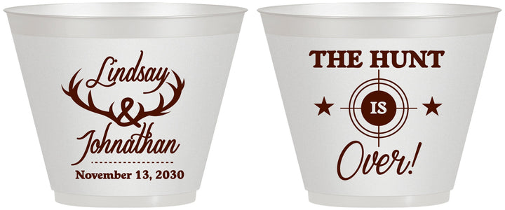 Custom Wedding 9 oz Wine Frosted Cups - The Hunt Is Over | 266