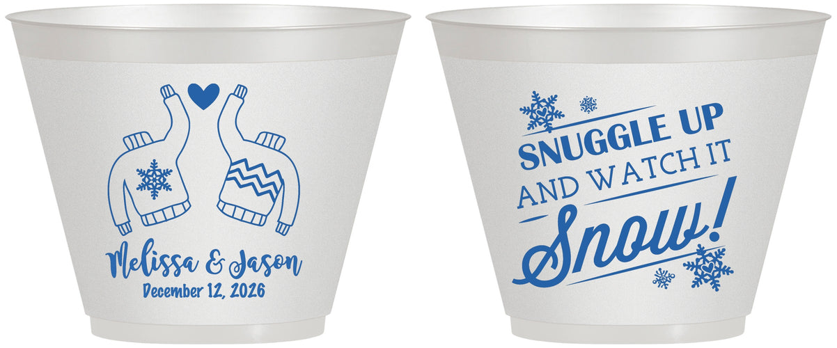 Custom Wedding 9 oz Wine Frosted Cups - Christmas Snow | 268