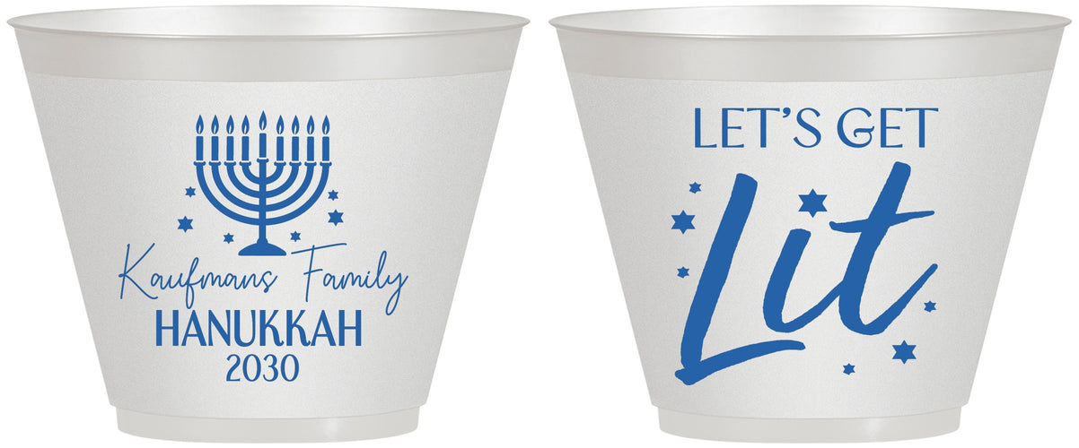 Custom Hanukkah 9 oz Wine Frosted Cups - Lets Get Lit | 270020