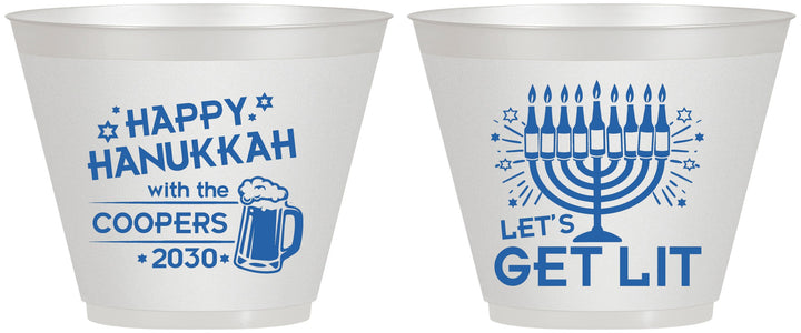 Custom Hanukkah 9 oz Wine Frosted Cups - Lets Get Lit | 270021