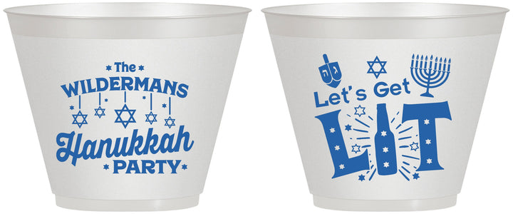 Custom Hanukkah 9 oz Wine Frosted Cups - Lets Get Lit | 270022