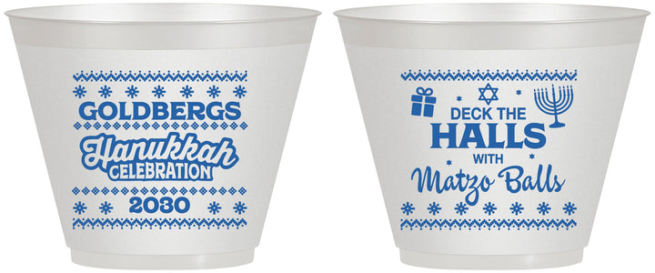 Custom Hanukkah 9 oz Wine Frosted Cups - Matzo Balls | 270029
