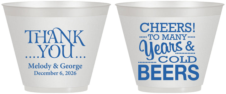 Custom Wedding 9 oz Wine Frosted Cups - Cheers Years Cold Beers | 271