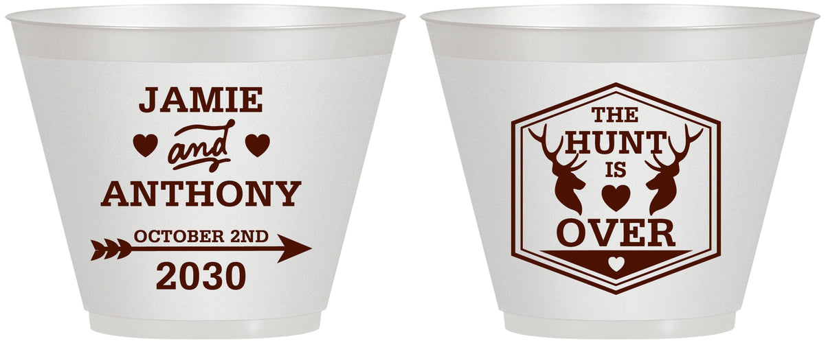 Custom Wedding 9 oz Wine Frosted Cups - The Hunt Is Over | 272