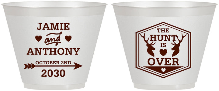 Custom Wedding 9 oz Wine Frosted Cups - The Hunt Is Over | 272