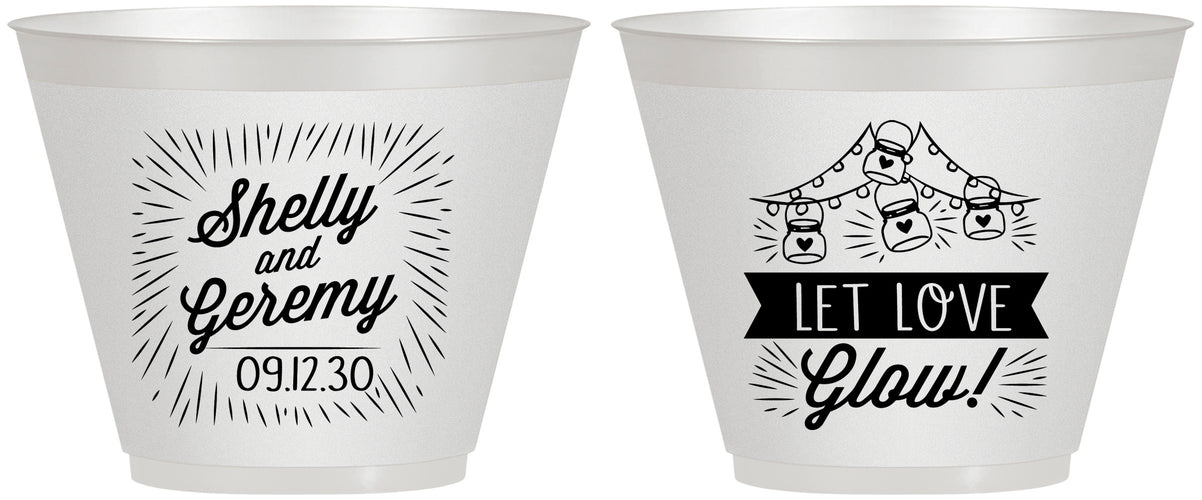 Custom Wedding 9 oz Wine Frosted Cups - Let Love Glow | 273