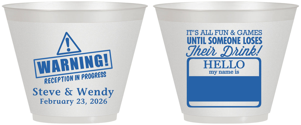 Custom Wedding 9 oz Wine Frosted Cups - Hello My Name Is | 280