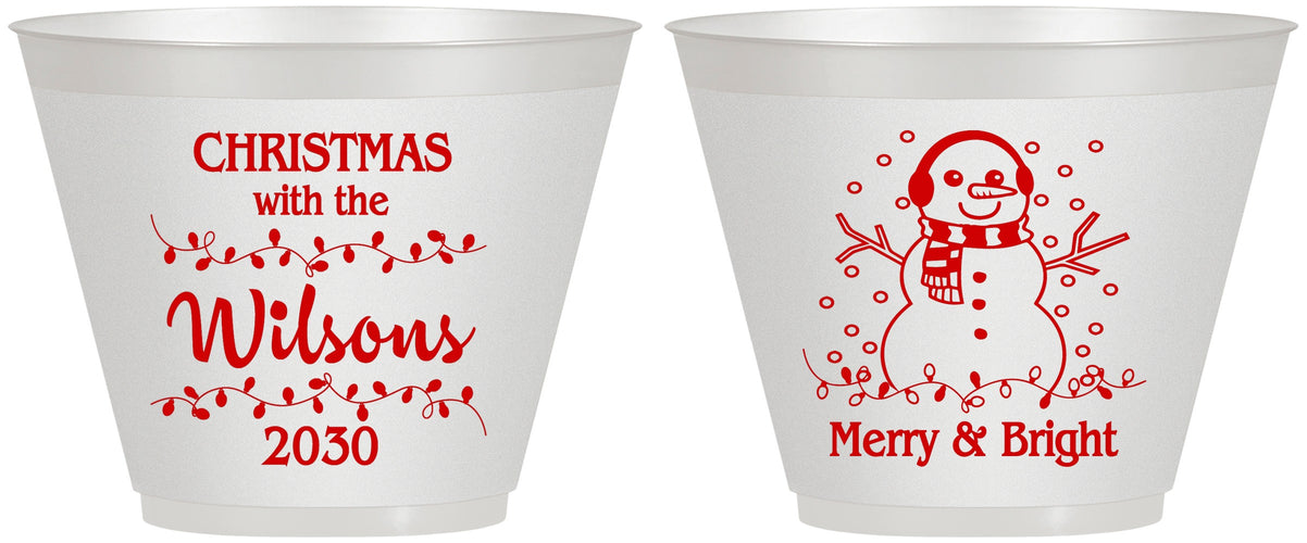 Custom Christmas 9 oz Wine Frosted Cups - Snowman | 280002