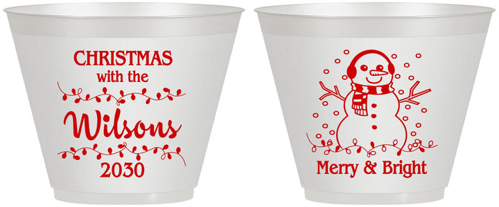 Custom Christmas 9 oz Wine Frosted Cups - Snowman | 280002