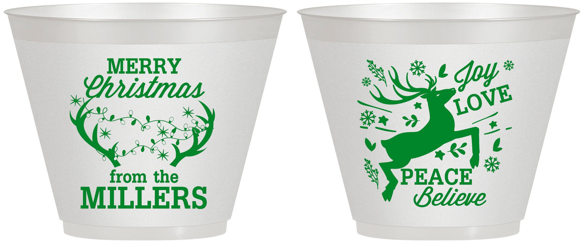Custom Christmas 9 oz Wine Frosted Cups - Reindeer | 280003