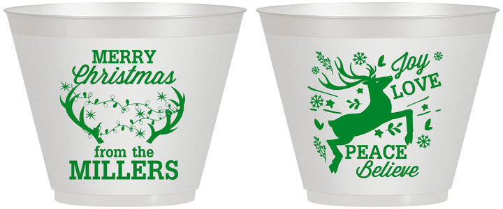 Custom Christmas 9 oz Wine Frosted Cups - Reindeer | 280003