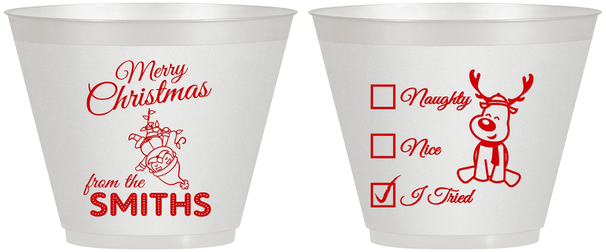 Custom Christmas 9 oz Wine Frosted Cups - Naughty Or Nice | 280004